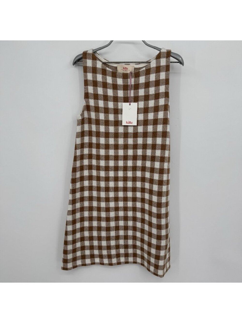 Kilte Collection Parker Mini Dress 2 M Toffee Gingham Washable Cotton Cashmere